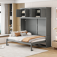 Full Size Murphy Bed Wall Bed with Top Cabinets, Gray Finish for Space-Saving Bedrooms