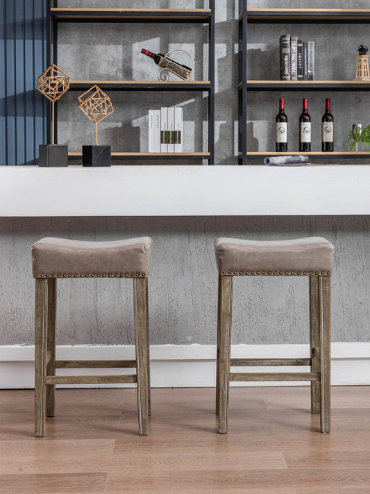 Bar Stools for Kitchen Counter Backless Faux Leather Stools Farmhouse Island Chairs (29 Inch Gray Set of 2) Change title: