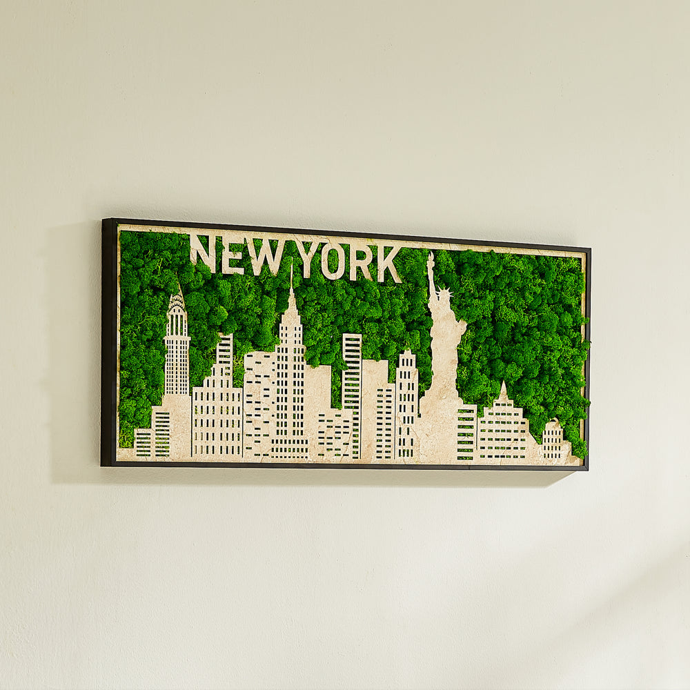 New York Moss City Silhouette Metal Wall Art Small