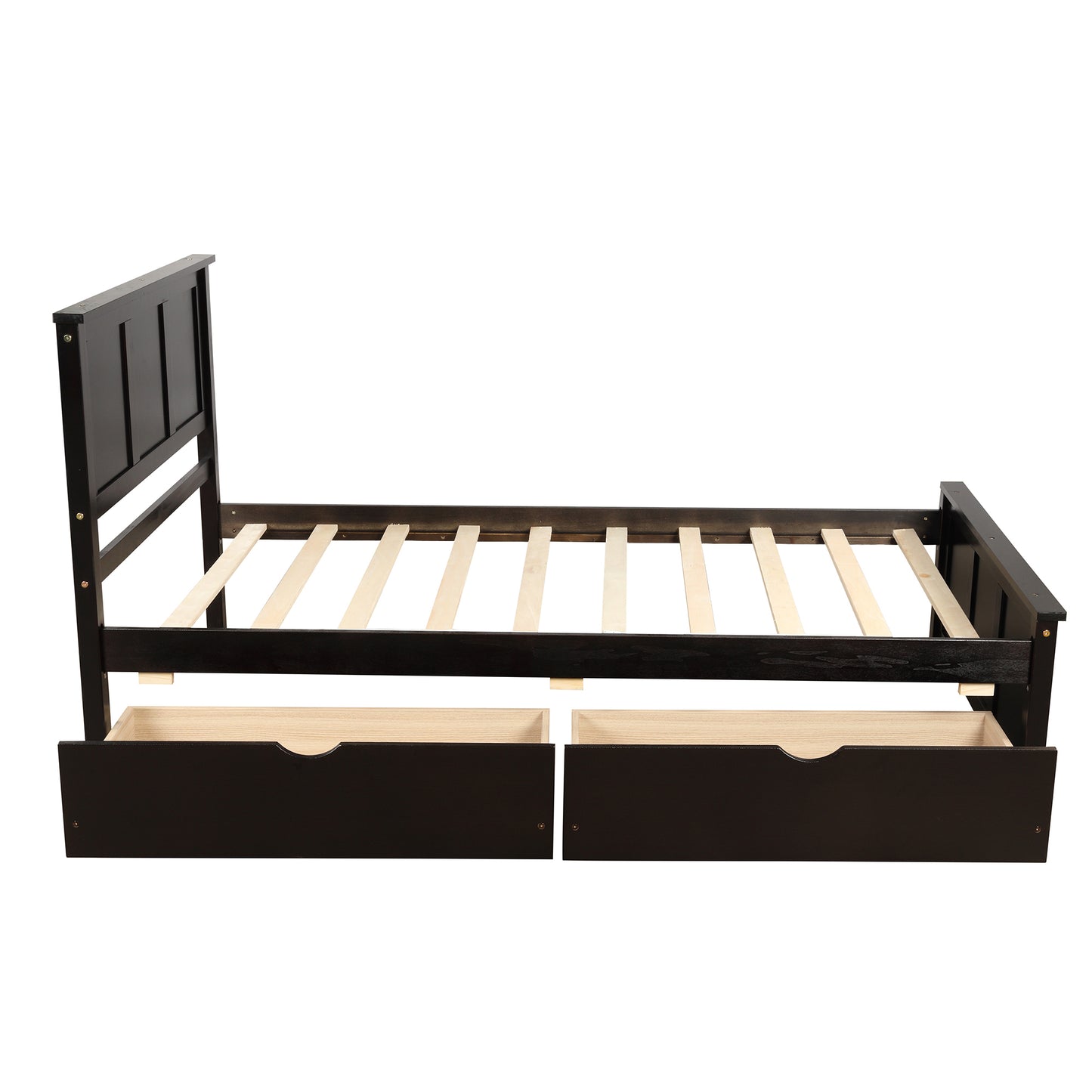 Platform Storage Bed  2 drawers with wheels  Twin Size Frame  Espresso