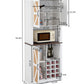 76-Inch Tall Farmhouse Kitchen Faux Rattan Wine Cabinet with Square Compartments and Shelves