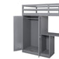 Twin Size Loft Bed with Wardrobe and Staircase  Desk and Storage Drawers and Cabinet in 1 Gray