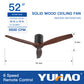 Farmhouse Rustic Ceiling Fan without Light - Matte Black with Solid Wood Blade