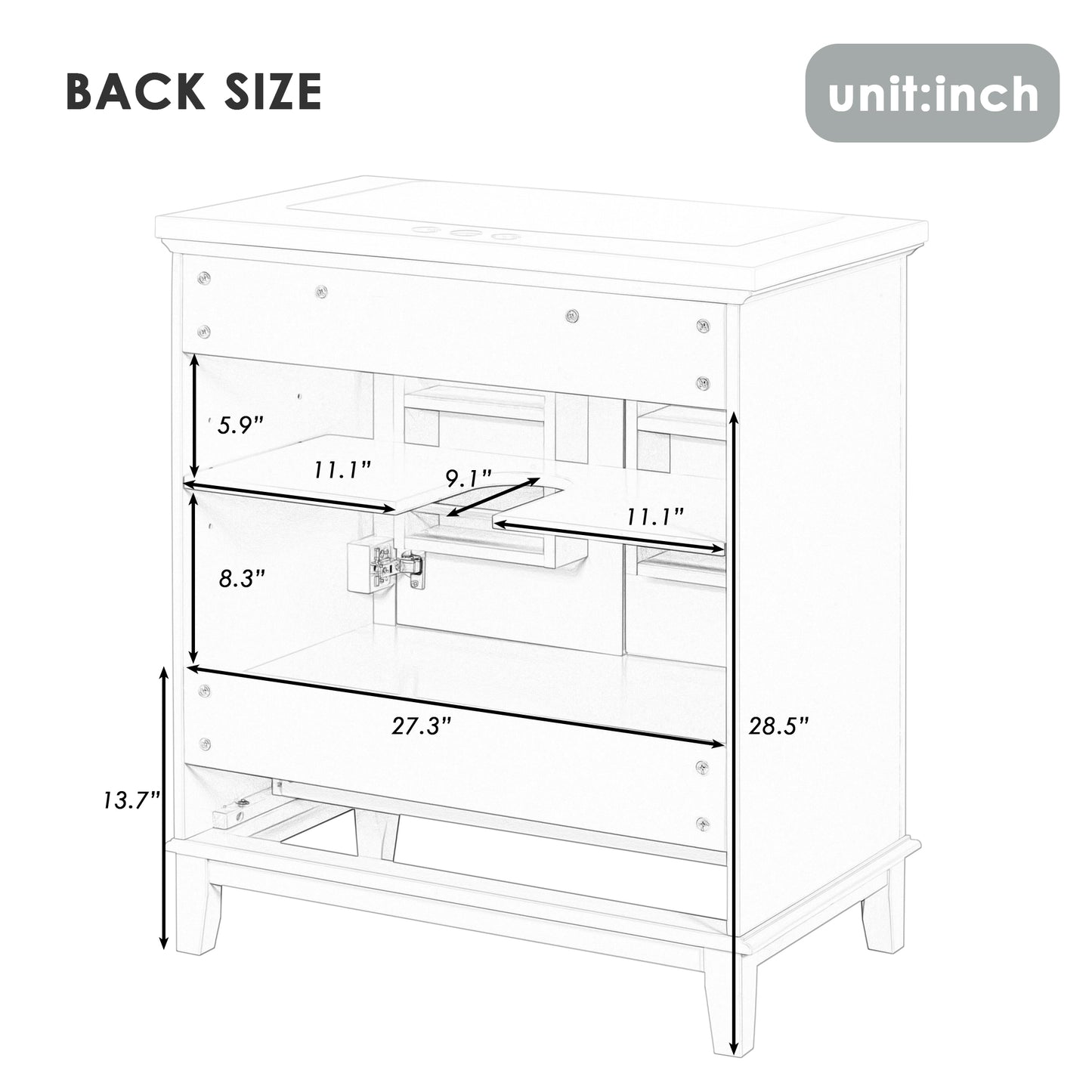 30inchgrey Bathroom Vanity with Sink ComboMulti-functional Bathroom Cabinet with Doors and Drawer Solid Frame and MDF Board