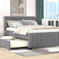 Full Upholstered Platform Bed with Trundle Grey