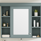 35 ''x 28' 'blue wall mounted bathroom storage cabinet with mirror door and medication cabinet with 6 open shelves