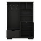 Multi-functional Hall Tree with Storage Shelves Drawers and Cabinet, Elegant Hallway Shoe Cabinet with Bench Modern Black