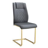 Comes with faux leather cushioned seats living room chairs with metal legs (gray+PU leather)