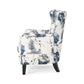 Modern Retro Printed Fabric Club Chair, White and Blue Patterned Armchair for Living Rooms