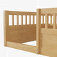 Twin Floor Bed Frame with Fence, Wood Kids Floor Beds Frame for Bedroom Playroom,Natural