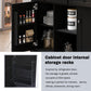 Kitchen trolley with rubber wood leaf countertop, 5-wheel kitchen island, storage cabinet and 3 dining drawers, black