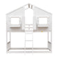 Twin over Twin House Bunk Bed with Roof , Window, Window Box, Door , with Safety Guardrails and Ladder,White