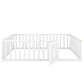 Queen Size Wood Floor Bed Frame with Fence and Door White(OLD SKU:WF289663AAK)