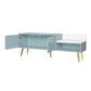 Modern Shoe Storage Bench with Hidden Storage and Upholstered Cushions, Tiffany Blue Finish