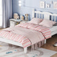 Twin Bed with Column-Decoration Headboard, with Bed Slats,White