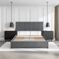 Queen Size Upholstery Platform Bed with Four Drawers on Two Sides  Adjustable Headboard  Grey