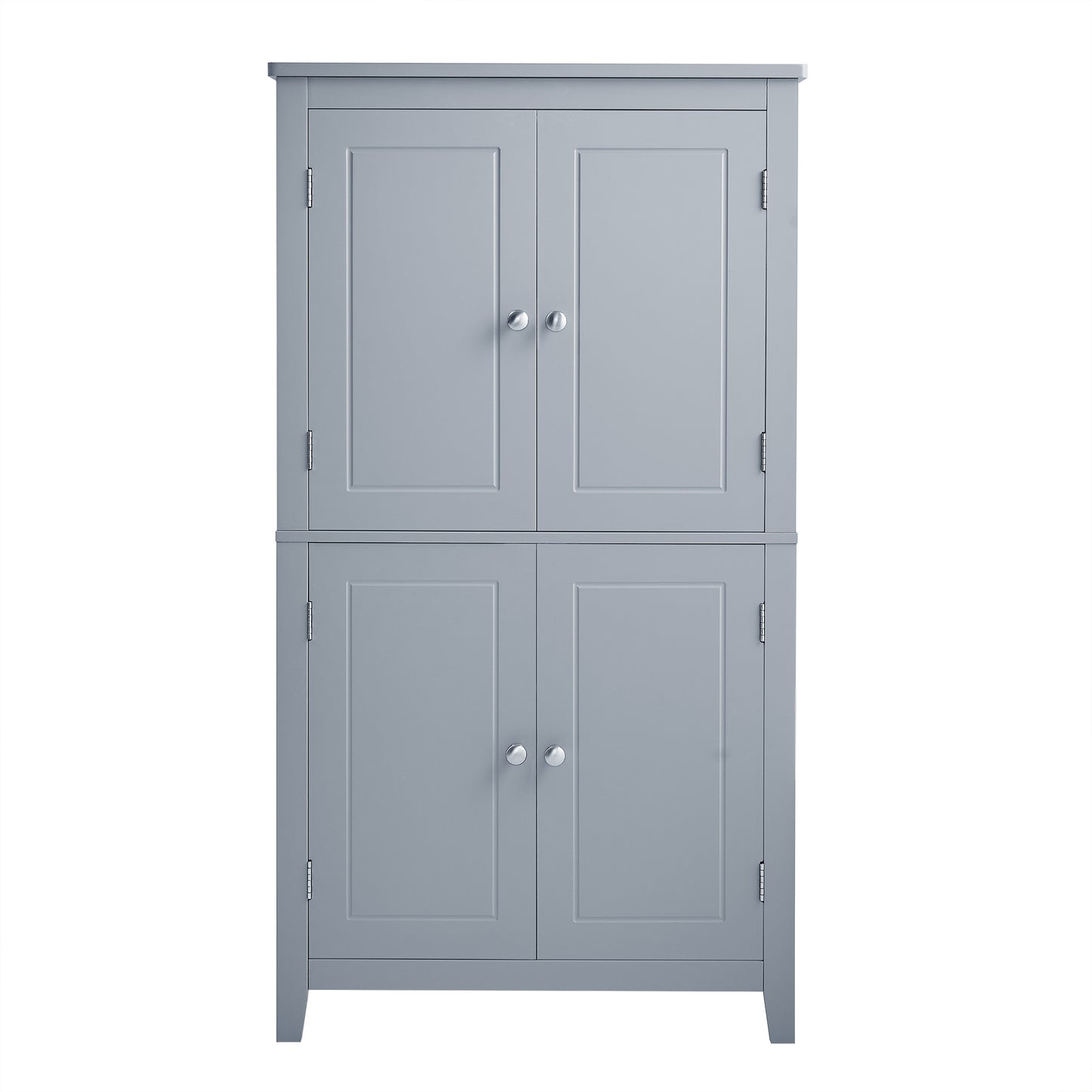 Bathroom floor storage cabinet, bathroom storage cabinet, 4-door independent cabinet, adjustable shelf, adaptive shelf, gray