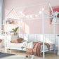 House Bed Frame Twin Size Kids Bed Frame Metal Platform Bed Floor Bed for Kids Boys Girls No Box Spring Needed White