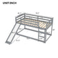 Twin over Twin Bunk Bed with Convertible Slide and Ladder Gray