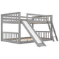 Full over Full Bunk Bed with Convertible Slide and Ladder  Gray