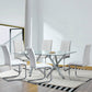 Large Modern Minimalist Rectangular Glass Dining Table, Seats 6-8, Perfect for Contemporary Dining Rooms