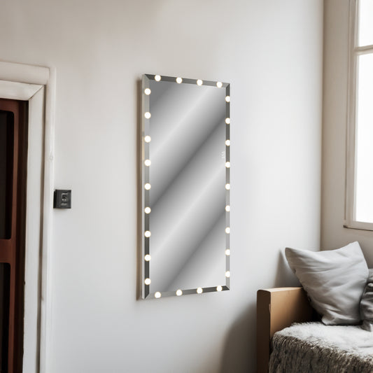 72X32 inch Hollywood full body mirror with light  dressing mirror with 3 color modes of lighting  standing floor mirror touch co