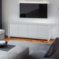 Side panel storage cabinet, TV stand, modern style cabinet, white, 64 inches wide x 15 inches deep x 23.23 inches high.