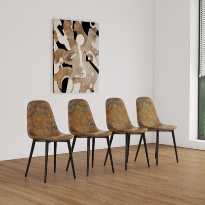 Dining Chairs Set of 4 Modern Accent Chairs with Soft glove suede Fabric Upholstered Seat (Brown)