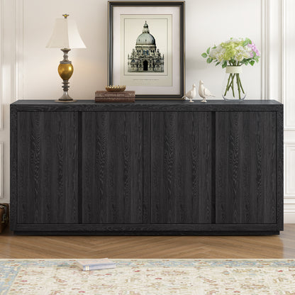 U-Style Four-Door Cabinet Sideboard with Ash Veneer, Perfect for Hallways, Entryways, and Living Rooms