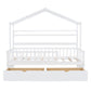 Wooden Twin Size House Bed with 2 Drawers Kids Bed with Storage Shelf White