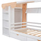 Twin size House Bed with Two Drawers and Wardrobe,White