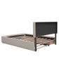 Upholstered Platform Bed with 2 Drawers and 1 Twin XL Trundle Linen Fabric Queen Size - Dark Beige