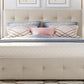 Upholstered Platform Bed with 2 Drawers and 1 Twin XL Trundle Linen Fabric Queen Size - Dark Beige