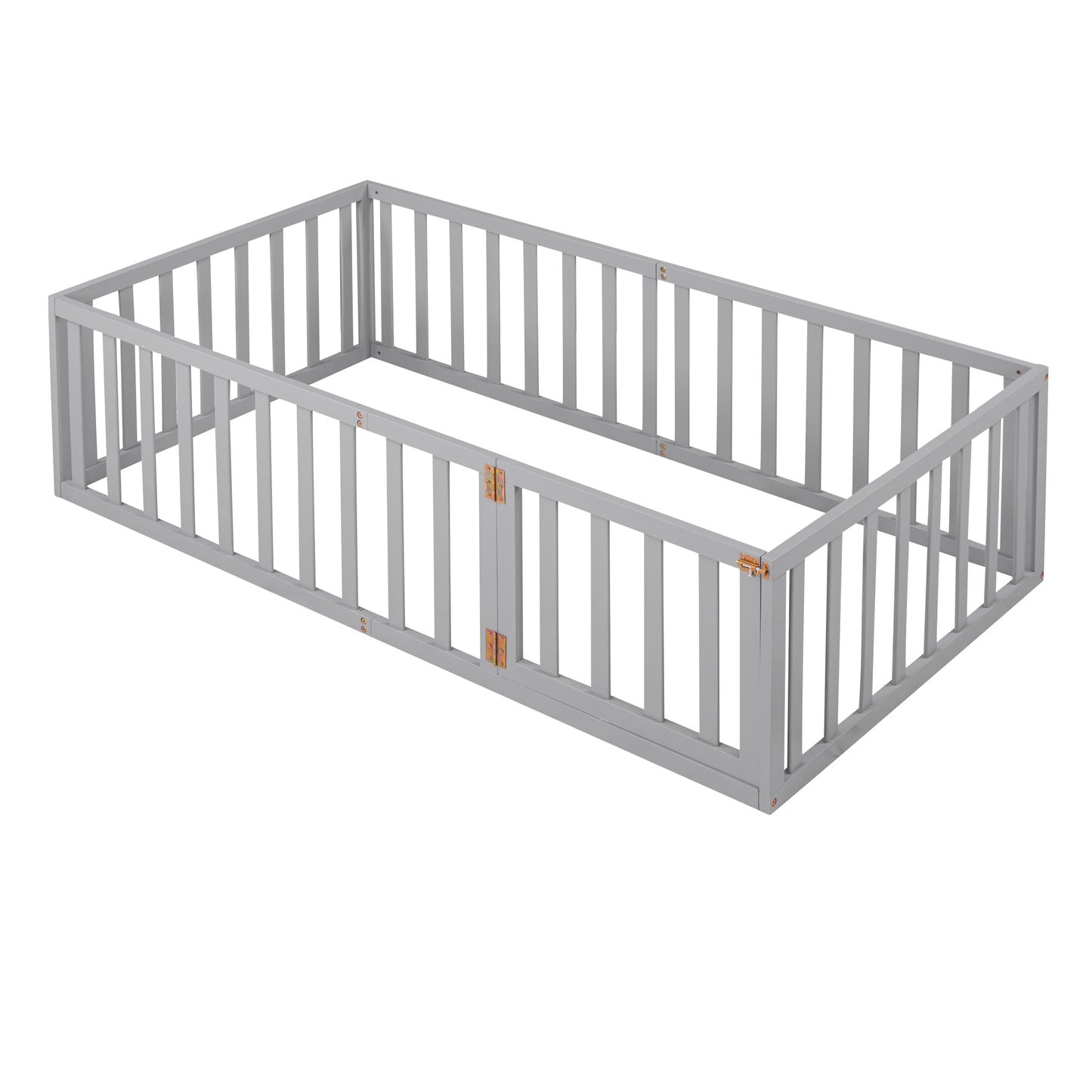 Twin Size Wood Daybed Frame with Fence Gray(OLD SKU :WF289661AAE)