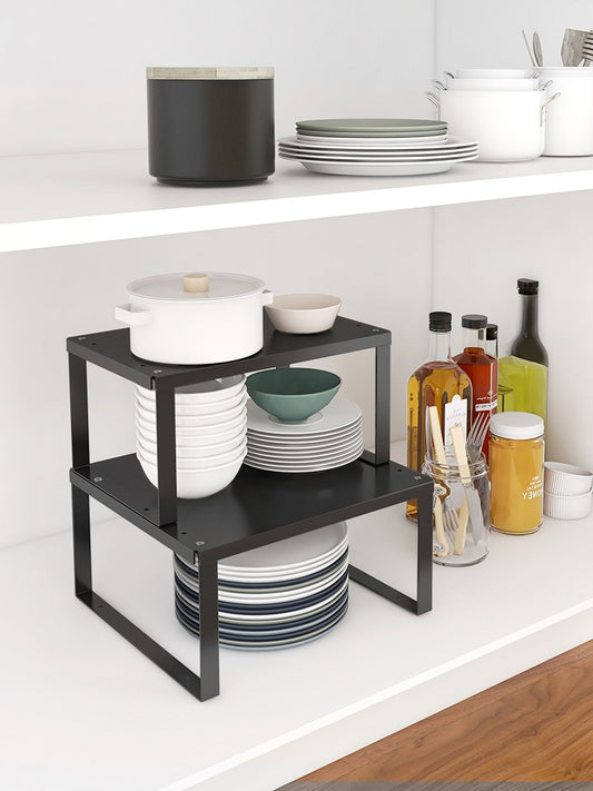 Simple Kitchen Countertop Tiered Shelf Desktop Storage Rack Cabinet Inside The Compartment Shelf