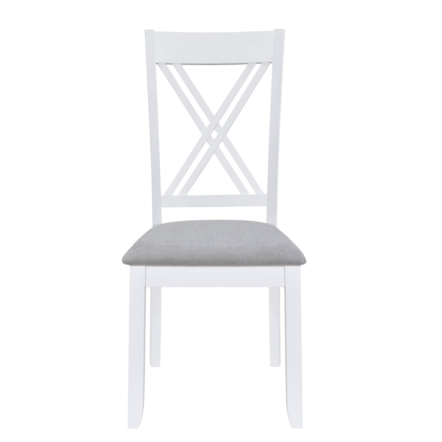 Juego de mesa de comedor de madera rústica minimalista de 5 piezas TOPMAX con 4 sillas con respaldo en X, acabado blanco