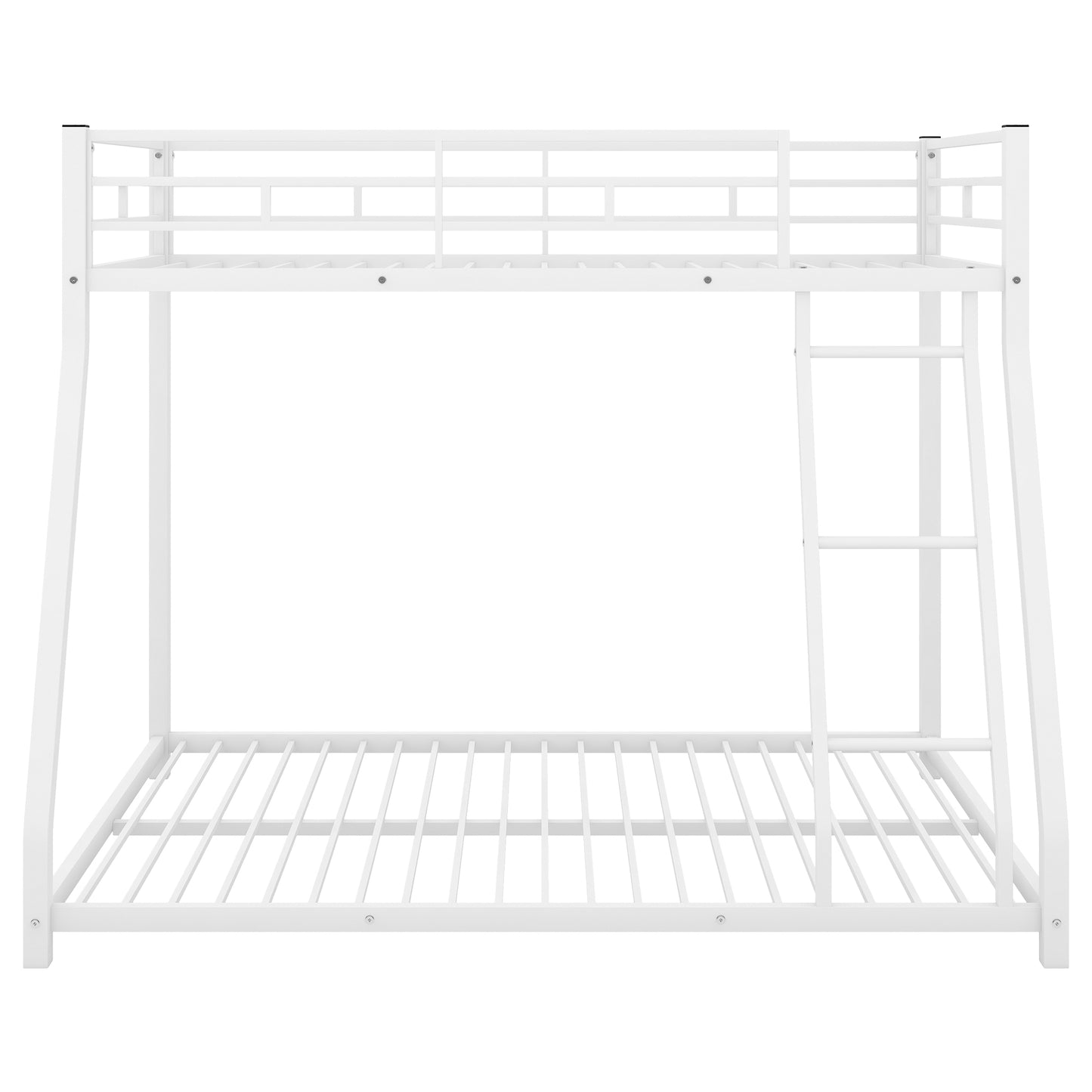 Metal Floor Bunk Bed  Twin over Full White