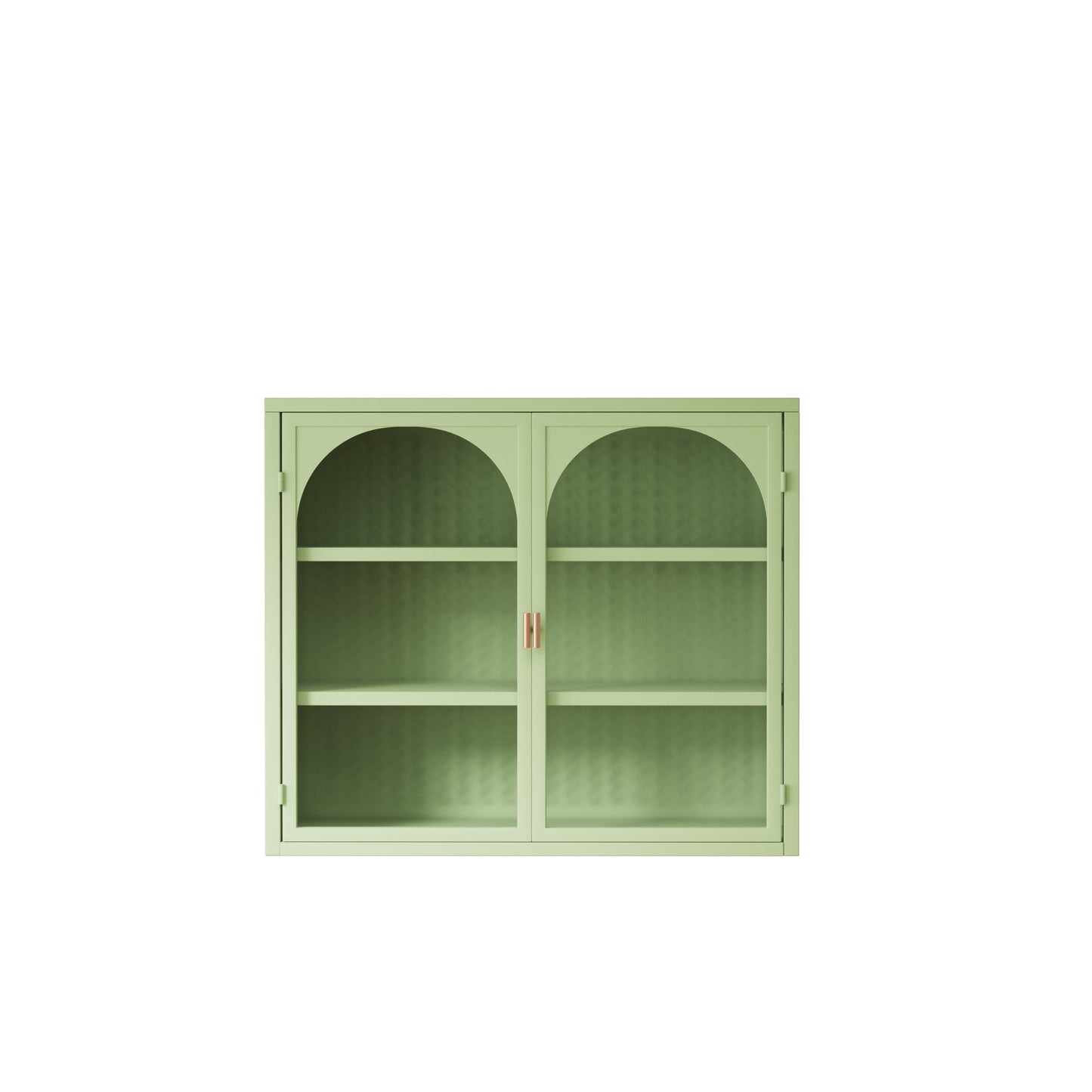 Glass Doors Modern Two-door Wall Cabinet with Featuring Three-tier Green