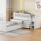 L-shaped Space-Saving Twin Loft and Twin Platform Bed with 7 Drawers and Full Guardrails(WHITE)