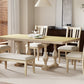 Traditional 6-Piece Trestle Extendable Dining Table Set with Removable Leaf, Padded Chairs, and Bench, Natural Finish