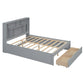 Full Size Platform Bed with Storage Headboard and 2 Drawers, Gray