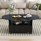 ON-TRANS flexible cream style coffee table with 2 brake wheels, drawers, large storage space,black, 39.37 '' x 23.6 ''