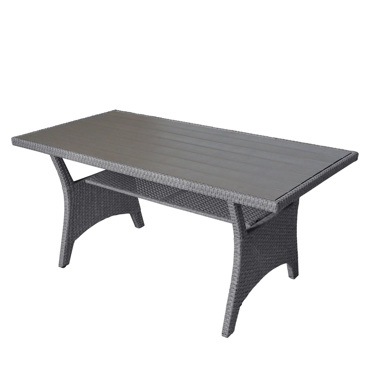 Juego de 6 piezas de mimbre de ratán para exteriores TOPMAX, incluye sillas, taburete y mesa en ratán gris con tapete gris