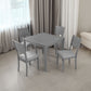 5 Piece Modern Dining Set, Square Wooden Dining Table with 4 Upholstered Chairs for Kitchen, Dining Room, Gray