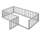 Twin Size Wood Daybed Frame with Fence Gray(OLD SKU :WF289661AAE)