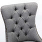 High-end Tufted Solid Wood Contemporary Flax Upholstered Linen Dining Chair with Wood Legs Nailhead Trim 2-Pcs Set Gray