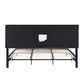 King Size Upholstered Platform Bed Frame with Linen Fabric Headboard BLACK