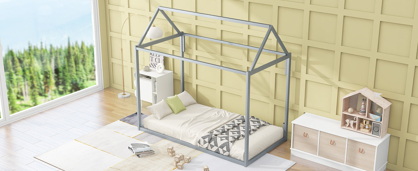 Metal House Shape Platform Bed twin