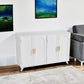 Sideboard Buffet cabinet with 4 doors and removable shelves, for living room, dining room, ivory white