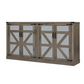 65-Inch Slate Gray Faux Rattan Sideboard with Barn Doors, 4-Door Storage for Living Rooms and Bedrooms